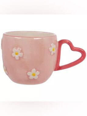 (2) Floral Heart Handle Mug